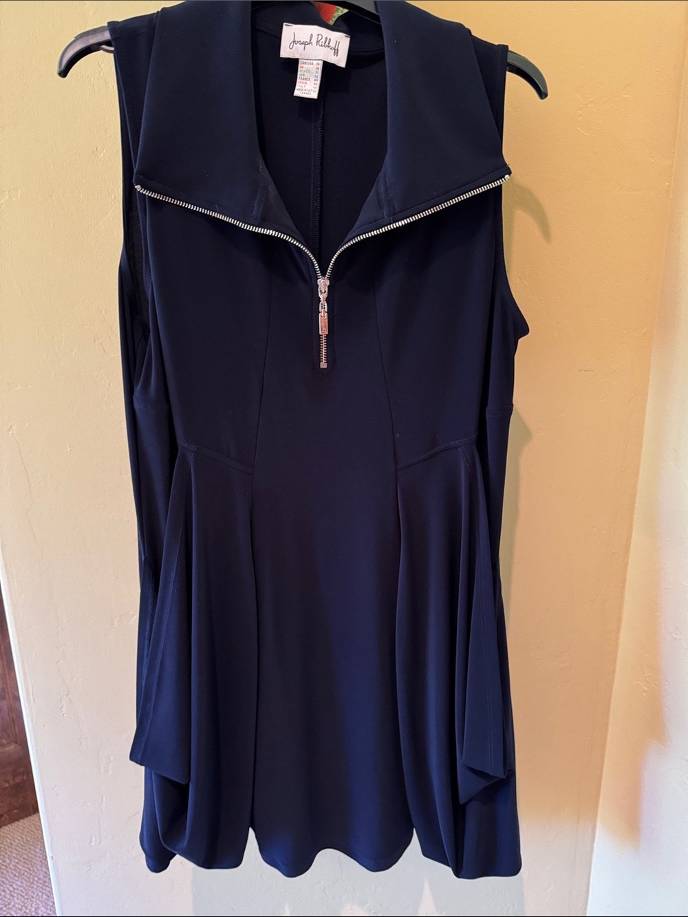 Joseph Ribkoff Navy Sleeveless Zip-Front Mini Dress Or Tunic Top - size 14